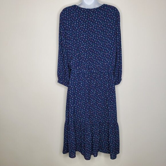 Talbots Womens Colorful Anchor Flounce Hem Split Neck Dress Size 14 Nautical - Picture 3 of 8